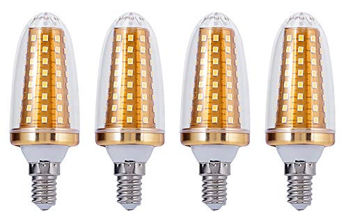 BesYouSel E14 LED Candelabra Bulb 18W Candle Shape Chandelier Bulbs-4-Pack- E14 Small Base Light Bulbs 180 Watt Light Bulbs Equivalent for Chandelier Ceiling Fan, 3000K, Non-Dimmable, Gold