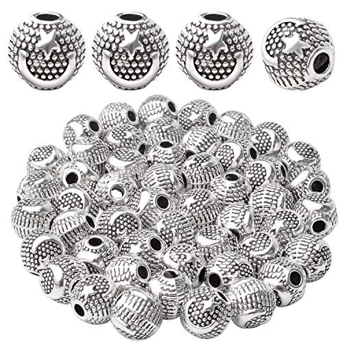50pcs Antique Silver Round Spacers beads Tibetan Bead Spacers Jewelry Beads Ball Spacer Beads Charms with A Box for DIY Jewelry Making Crafts Supplies 50pcs Antique Silver Round Spacers beads Tibetan Bead Spacers Jewelry Beads Ball Spacer Beads Charms with A Box for DIY Jewelry Making Crafts Supplies