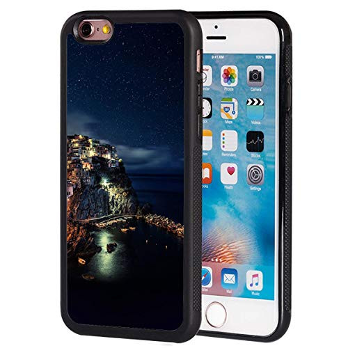 iPhone 6S Case, iPhone 6 Case,Harbour Town at Night Anti-Scratch Shockproof Black Silicone Rubber TPU Protective Case Cover for Apple iPhone 6 / 6S 4.7 inch