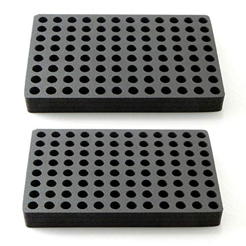 Polar Whale 2 Vial Rack Holders Black Foam Storage Rack Organizer Stand Lab Transport Holds 96 Vials HPLC Autosampler Fits up to 13mm Diameter