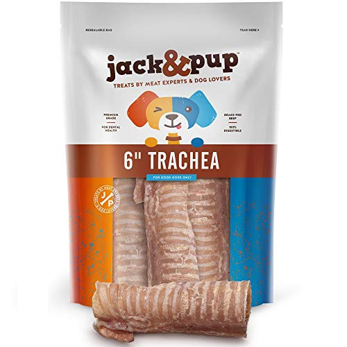 Jack and Pup Trachea Dog Chew - 6-inch Premium Grade Beef Trachea Treats for Dogs -12 Pack- 6" Long Natural Single Ingredient Dog Treat - Naturally Rich in Glucosamine and Chondroitin 100 percent Beef Chews