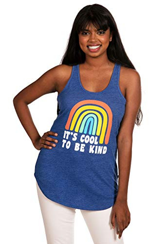 Tipsy Elves Women's Pride Cool to be Kind Tank Top Size Large Navy Blue