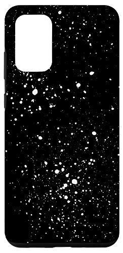 Galaxy S20 plus Black Minimalist White Ink Paint Splatter Dots Case