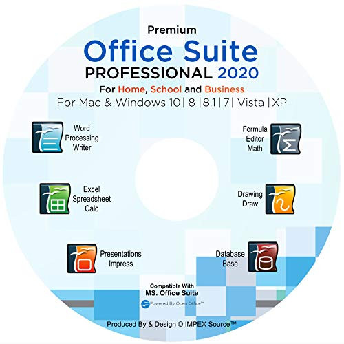 Office Suite 2020 Professional Edition CD DVD 100 percent compatible with Microsoft® Word® and Excel® for Windows 10-8-7-Vista-XP Mac OS X Produced By IMPEX Source