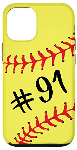 iPhone 12/12 Pro Softball Player 91 Jersey No -91 Uniform Number Ball Gift Case