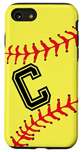iPhone SE -2020- / 7 / 8 Softball Player Initial C Letter Monogram Name "C" Ball Gift Case