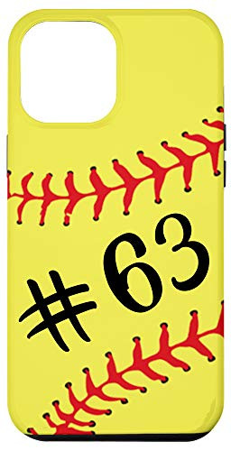 iPhone 12 Pro Max Softball Player -63 Jersey No 63 Number Ball Sport Gift Idea Case