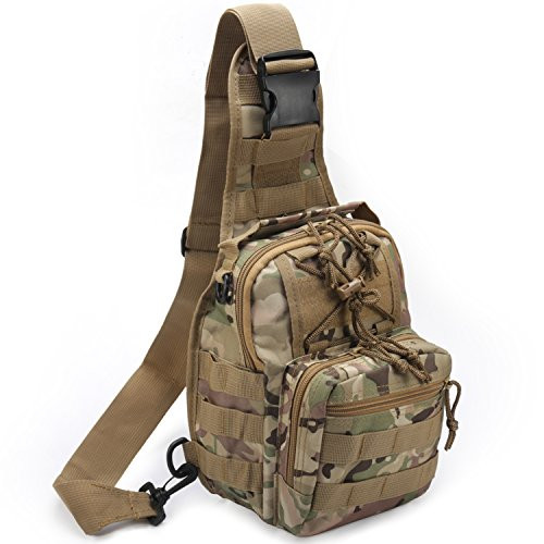 Tactical Shoulder Bag,1000D Outdoor Military Molle Sling Backpack Sport Chest Pack Daypack Bags for Camping, Hiking, Trekking, Rover Sling -CP-