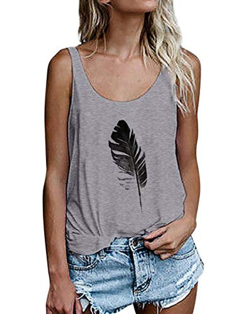 OMSJ Gery Tee, Women Shirts Sleeveless Summer Tunic Loose Fit Tank Tops -XL, 02Grey- OMSJ Gery Tee, Women Shirts Sleeveless Summer Tunic Loose Fit Tank Tops -XL, 02Grey-