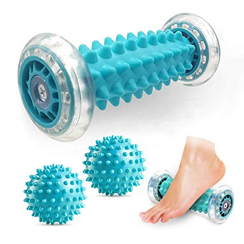 JAZZAIR Foot Massage Roller and Spiky Massage Ball Set for Plantar Fasciitis Relief, Heel Foot Arch Pain, Trigger Point Therapy, Muscle Recovery, Stress Relief -1 Foot Massage Roller plus2 Spiky Balls- JAZZAIR Foot Massage Roller and Spiky Massage Ball Set for Plantar Fasciitis Relief, Heel Foot Arch Pain, Trigger Point Therapy, Muscle Recovery, Stress Relief -1 Foot Massage Roller plus2 Spiky Balls-