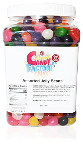 Sarah's Candy Factory Assorted Jelly Beans Candy in Jar, 3.5 Lbs