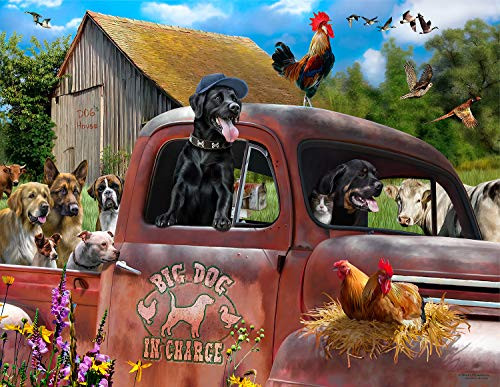 Big Dog in Charge 1000 pc Oversized Pieces Jigsaw Puzzle by SUNSOUT INC