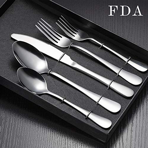 Flatware Set,BandEcho Solid Stainless Steel Silverware Set, Mirror Polished Cutlery, Eating Utensils Include Knife/Fork/Spoon, Dishwasher Safe