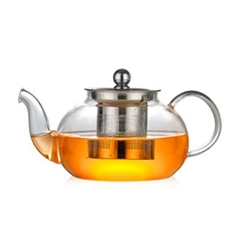 Glass Teapot with Removable Stainless Steel Lid  and  Infuser,Teapot with Infuser for Loose Tea - 35oz/1000ML, 3-4 Cup Tea Infuser, Clear Glass Tea Kettle, Iced Tea Maker  and  Brewer -35 oz/1000ml-