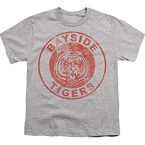 Saved by The Bell Bayside Tigers Youth T Shirt  and  Stickers -Athletic Heather- Medium