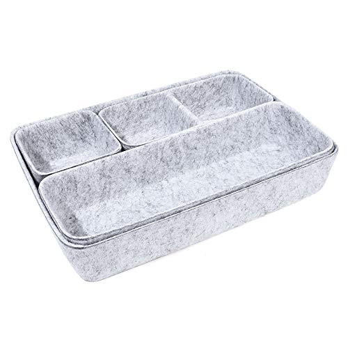 Renhe Felt Drawer Organizer Trays Felt Drawer Organizer Trays 4 Packs Office Organizer Dividers Bins Gray Light Grey Set of 4