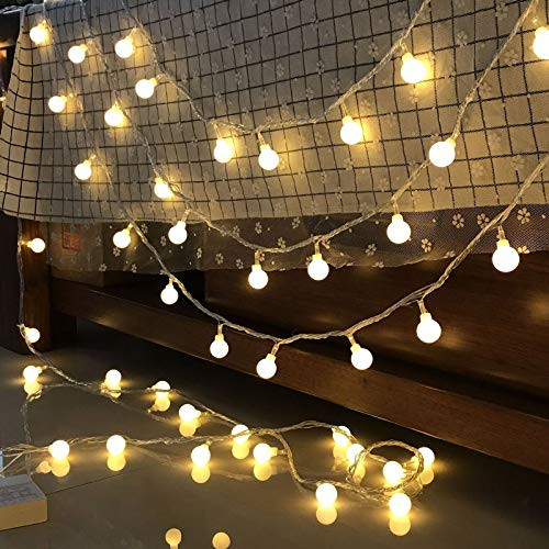 Led Ball String Lights - Outdoor String Lights Backyard Patio Lights Weatherproof Hanging Lights Decor for Indoor Outdoor Party Wedding Christmas Tree Garden, Warm White