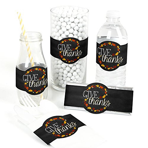 Give Thanks - DIY Party Supplies - Thanksgiving Party DIY Wrapper Favors & Decorations - Set of 15
