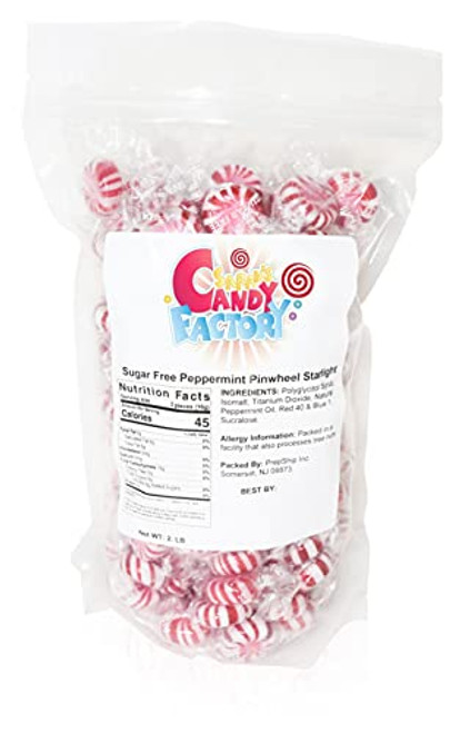 Sarah's Candy Factory Sugar Free Peppermint Pinwheel Starlight Candy in Resealable Bag, 2 Lbs Sarah's Candy Factory Sugar Free Peppermint Pinwheel Starlight Candy in Resealable Bag, 2 Lbs