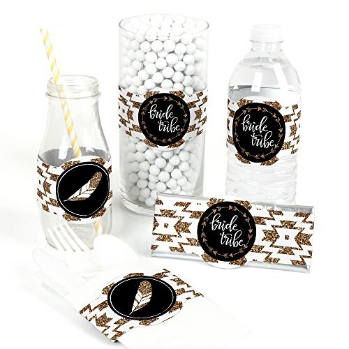 Bride Tribe - DIY Party Supplies - Bridal Shower or Bachelorette Party DIY Wrapper Favors & Decorations - Set of 15