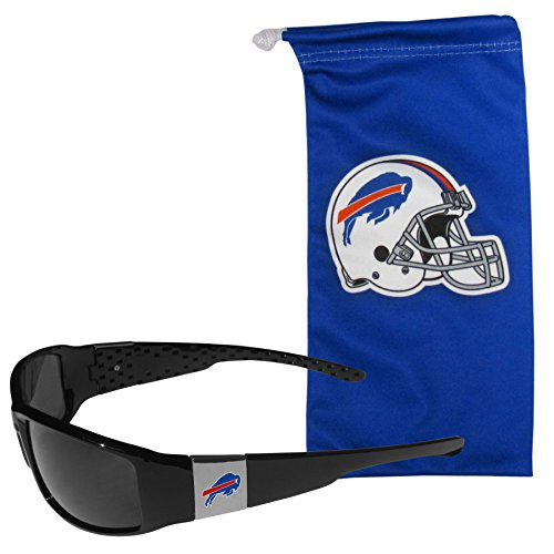 NFL Siskiyou Sports Fan Shop Buffalo Bills Chrome Wrap Sunglasses and Bag One Size Black