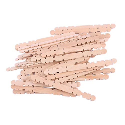 Natural Craft Sawtooth Shape Wood Sticks Long Craft Sticks Wood Handles Wedding Fan Craft Sticks Ice Cream Popsicle Sticks for Crafts, 50 Pieces