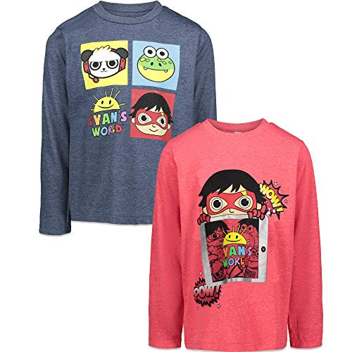 RYAN'S WORLD Toddler Boys 2 Pack Long Sleeve Graphic T-Shirt 5T Red/Gray