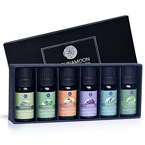 Lagunamoon Essential Oils Top 6 Gift Set  Pure Essential Oils for Diffuser, Humidifier, Massage, Aromatherapy, Skin & Hair Care