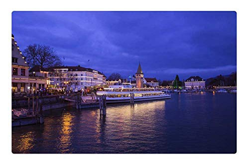 LESGAULEST Doormat Floor Rug/Mat -23.6 x 15.7 inch- - Lindau Lake Constance Port Harbour Entrance Germany