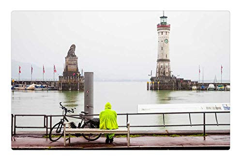 LESGAULEST Doormat Floor Rug/Mat -23.6 x 15.7 inch- - Lindau Lake Constance Harbour Entrance Lighthouse