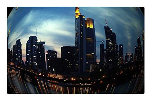 LESGAULEST Doormat Floor Rug/Mat -23.6 x 15.7 inch- - Photo Effect City Skyscrapers Lighting Ball About 2