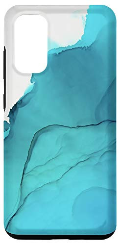 Galaxy S20 Aqua Blue Ocean Watercolor Abstract Inkblot Case