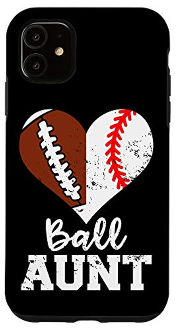 iPhone 11 Ball Aunt Heart Funny Football Baseball Aunt Case