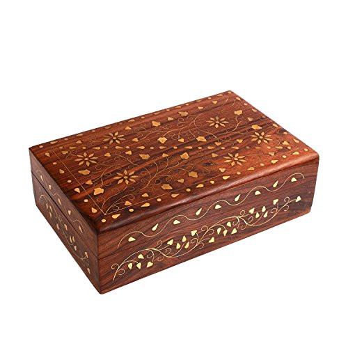 Khandekar Wooden Jewelry Box for Women Jewelry Organizer Trinket Keepsake Jewellery Storage Box, Handmade Jewelry Box, for Girls Decorative Jewelry Box (8 X 5 Inch)