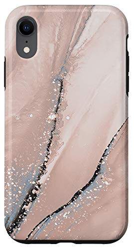 iPhone XR Elegant Blush Pink  and  Black Watercolor Ink Pattern Case
