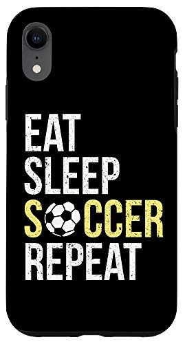 iPhone XR Eat Sleep Soccer Repeat Soccer Player Gift Yellow Case