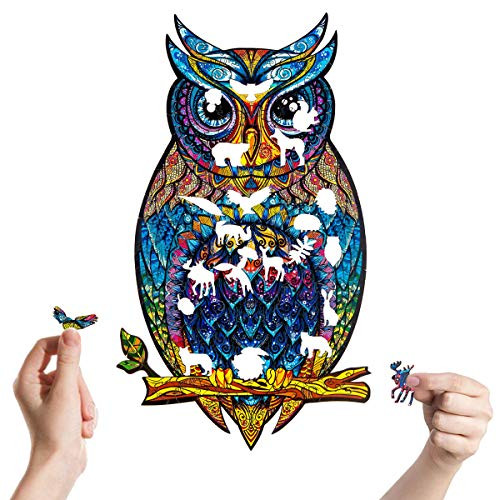 Owl Pieces Puzzles Wall Decals, Colorful Owl Animals Wall Sticker Peel and Stick for Kids Nursery Room, Owl Home Decor Mural Vinyl Removable for Baby Boys  and  Girls Bedroom