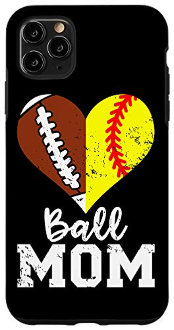 iPhone 11 Pro Max Ball Mom Heart Funny Football Softball Player Mom Case