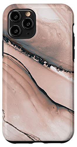 iPhone 11 Pro Elegant Blush Pink  and  Black Watercolor Ink Pattern Case