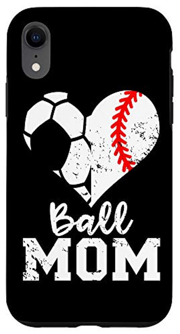 iPhone XR Ball Mom Heart Funny Baseball Soccer Mom Case iPhone XR Ball Mom Heart Funny Baseball Soccer Mom Case