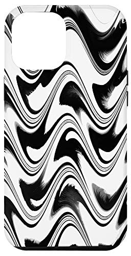 iPhone 12 Pro Max Black and White Ink Wave Pattern Case