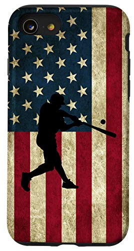 iPhone SE -2020- / 7 / 8 USA Patriotic Baseball Fan Vintage American Flag Ballplayer Case