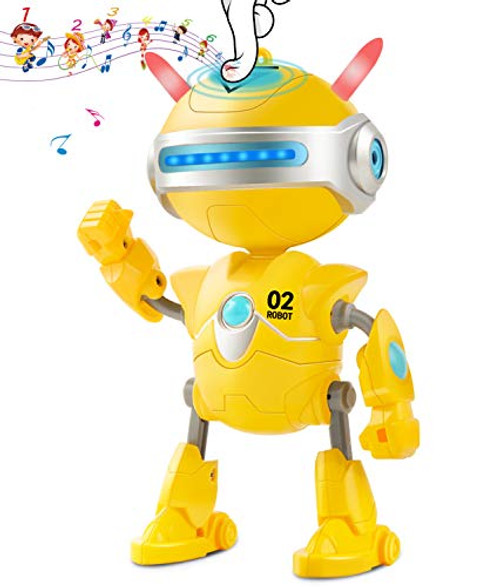 Interactive Talking Mini Robots, Interactive Toys Robot Repeats What You Say, 4.5" Talking Figure Toddler Boy Robot Toys Recorder Your Voice with Lights  and  Sound, Rechargeable, Sound  and  Touch Control