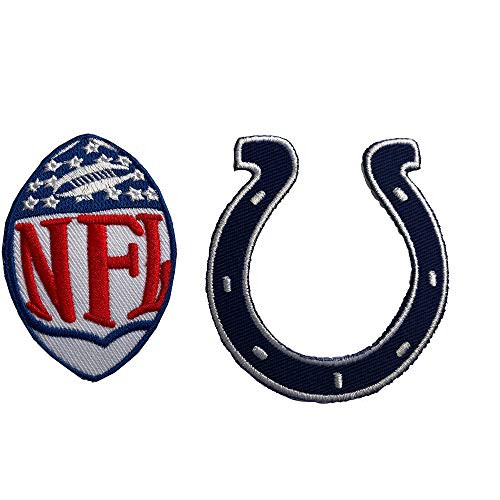 Hipatch Indianapolis Colts Embroidered Patch Iron on Logo Vest Jacket Cap Hoodie Backpack Patch Iron On/sew on Patch Set of 2Pcs