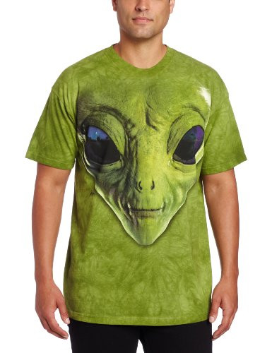 The Mountain Green Alien Face Adult T-Shirt, Green, Medium