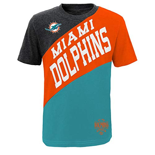 Outerstuff NFL Youth Boys -8-20- Fresh Short Sleeve Color Block Tee, Miami Dolphins Medium -10-12-