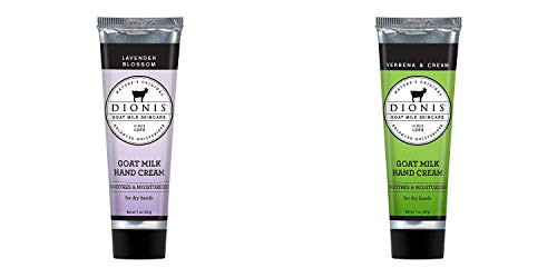 Dionis Goat Milk Skincare Hand Cream -Lavender Blossom, 1 oz- Bundled Goat Milk Skincare Hand Cream -Verbena  and  Cream, 1 oz-