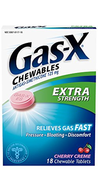 Gas-X Extra Strength Cherry Creme, 18-Count Chewable Tablets -Pack of 3-