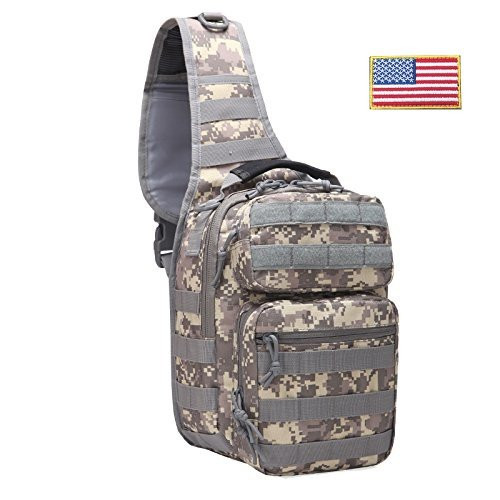 FAMI Tactical Sling Backpack, Military Rover Shoulder Sling Bag Pack, Molle Assault Range Bag Day Pack-ACU