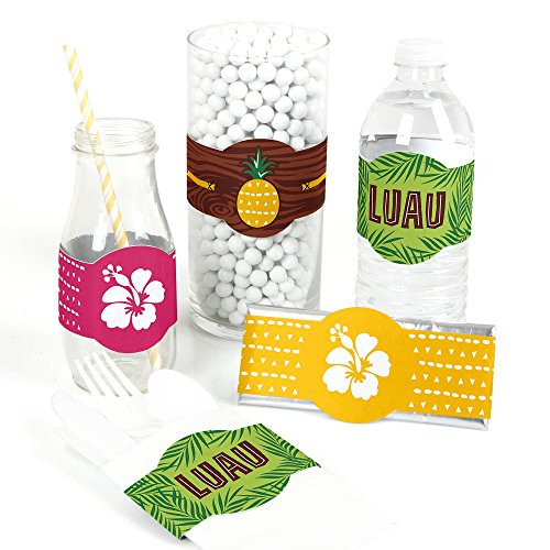 Tiki Luau - DIY Party Supplies - Tropical Hawaiian Summer Party DIY Wrapper Favors & Decorations - Set of 15